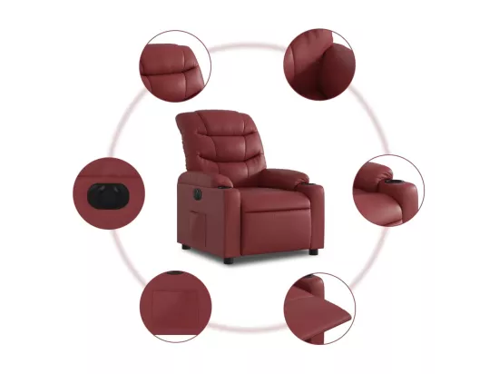 Fauteuil inclinable électrique Rouge bordeaux Similicuir