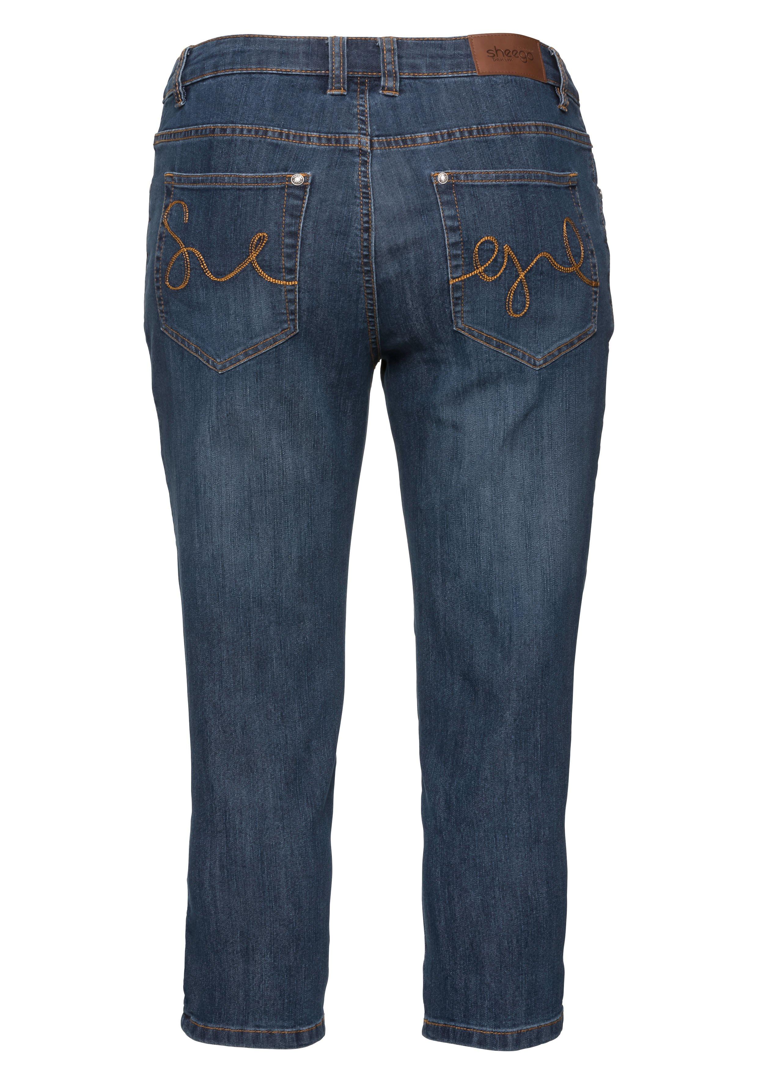 Caprijeans mit Used-Effekten