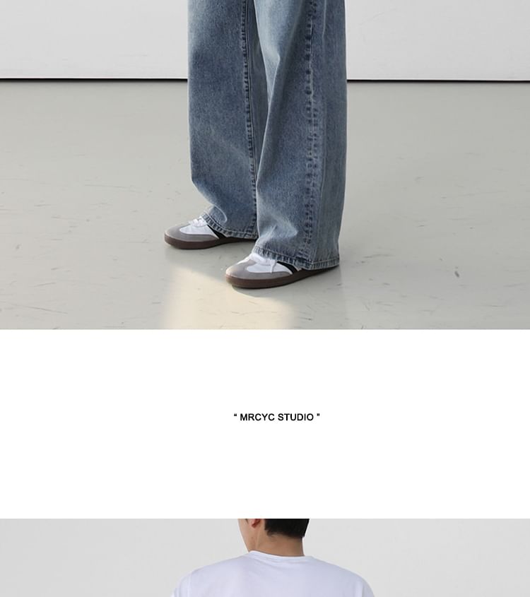 MRCYC - High Waist Washed Wide Leg Jeans