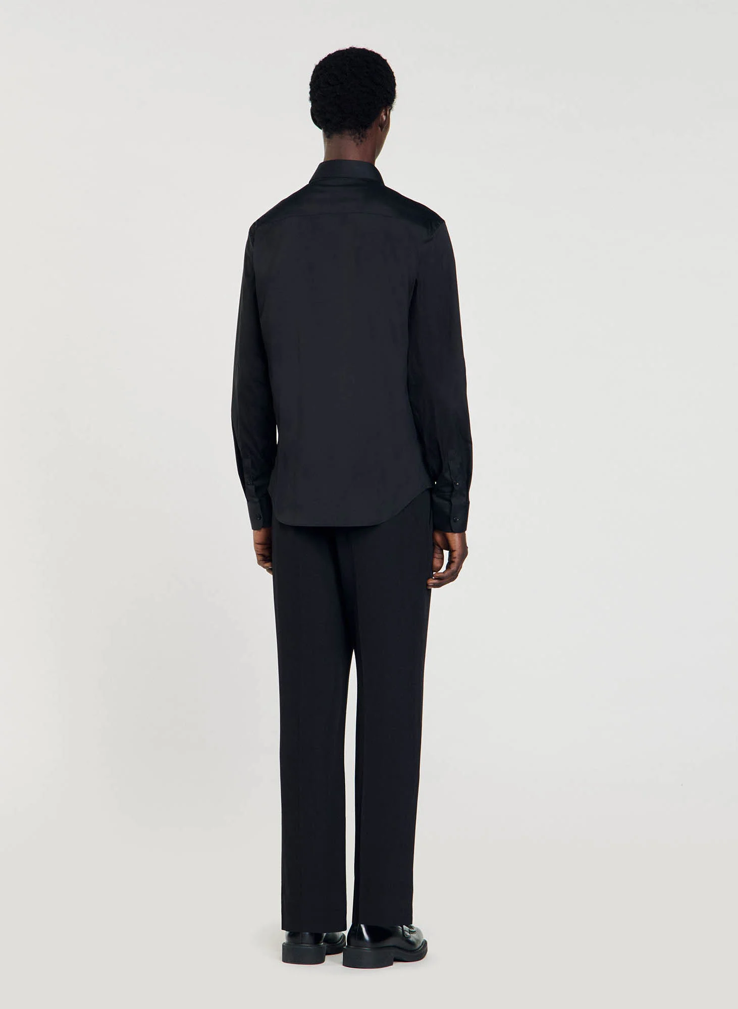 Chemise slim-fit en coton stretch | Noir