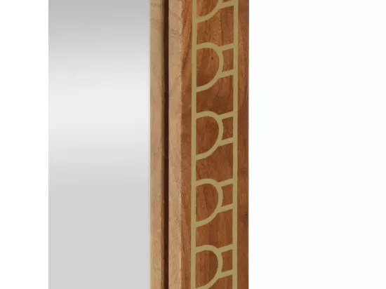 Miroir de bain 50x70x2,5 cm bois de manguier massif et verre