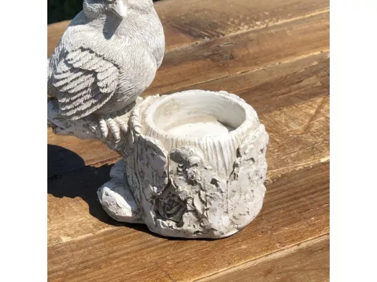 Bougeoir oiseau en résine blanc 12.5 x 14.5 x 5.5 cm