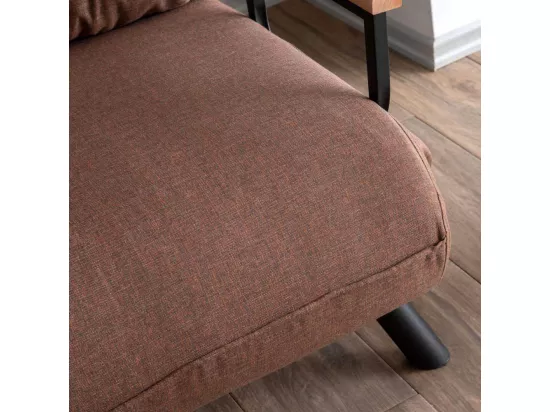 Fauteuil convertible Yolanda Métal Noir et Lin Marron clair