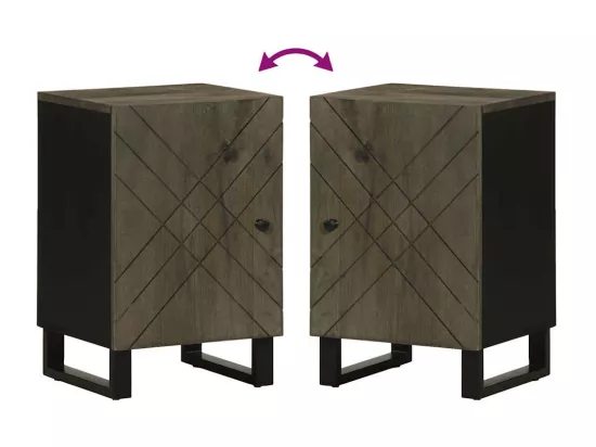 Armoire de salle de bain noir 38x33x58 cm bois massif manguier