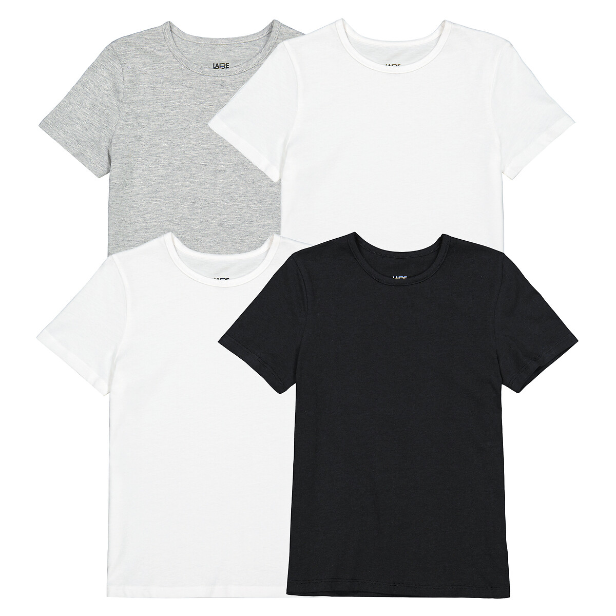 COLEÇÃO LA REDOUTE<br>Conjunto de 4 camisetas lisas de algodão