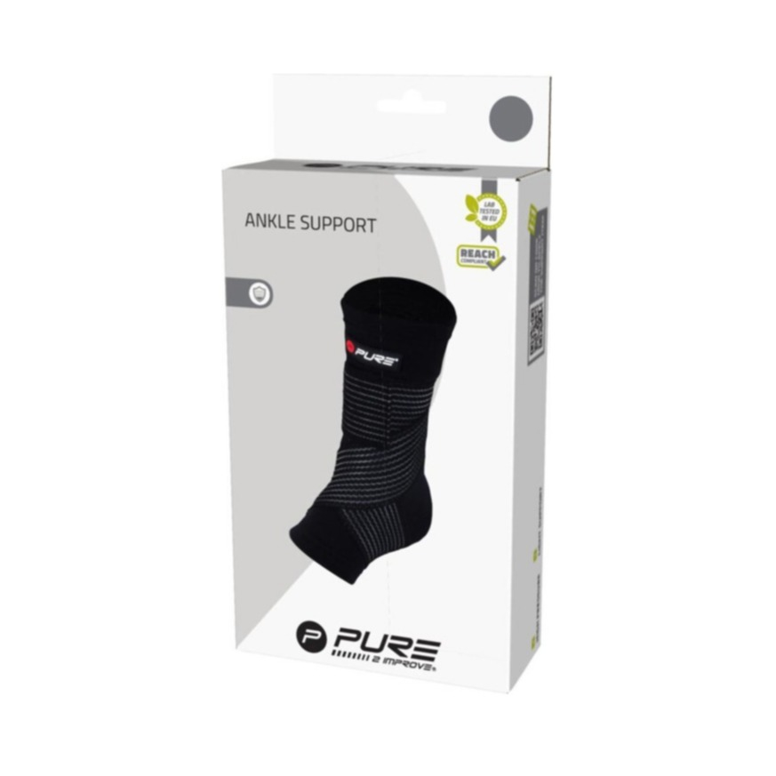 (Gr. L) Elastische Knöchel Bandage Sprunggelenk Crossfit Sport Fussstütze - Schwarz