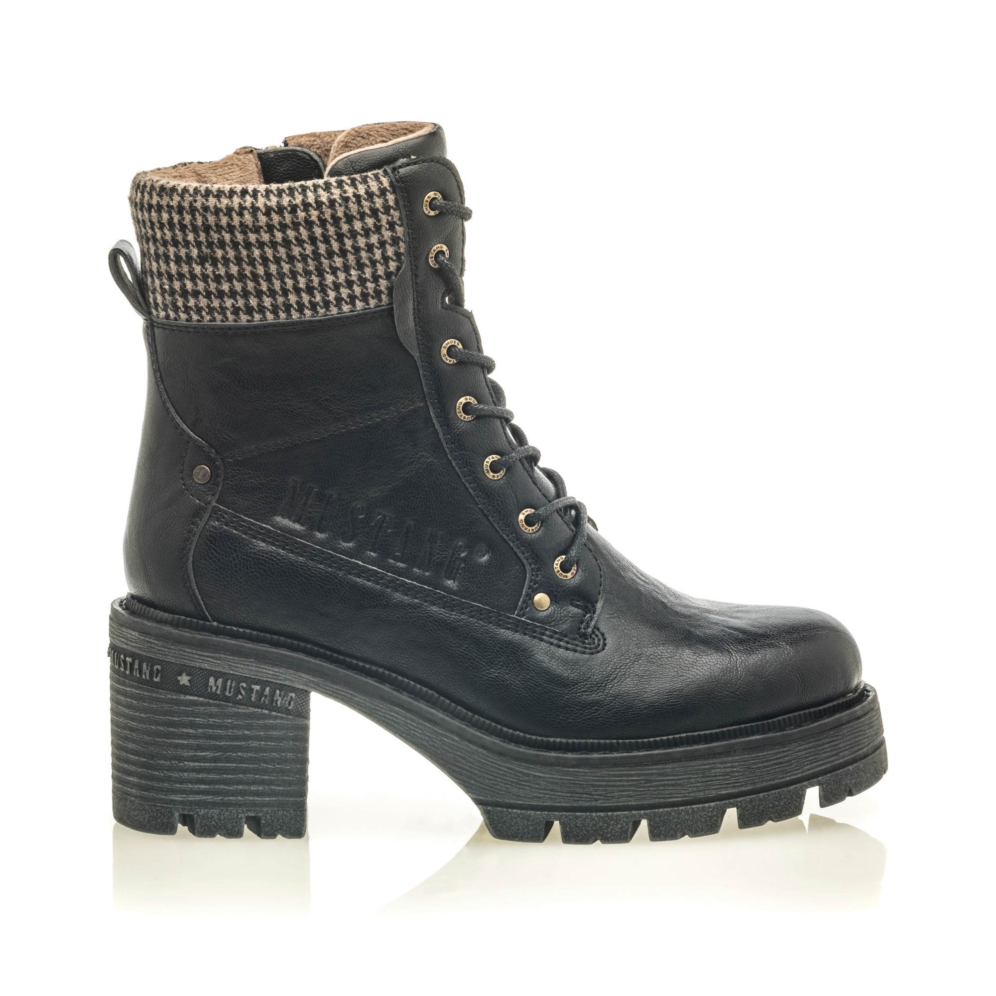 Bottines à lacets à talon Femme noir