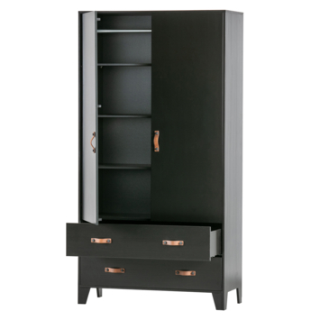 WOOOD kledingkast Dian zwart grenenhout 180 x 94 x 40 cm