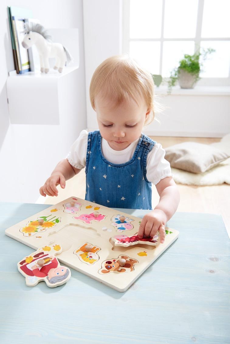 Holz-Greifpuzzle OMA LENIS TIERE 9-teilig in bunt