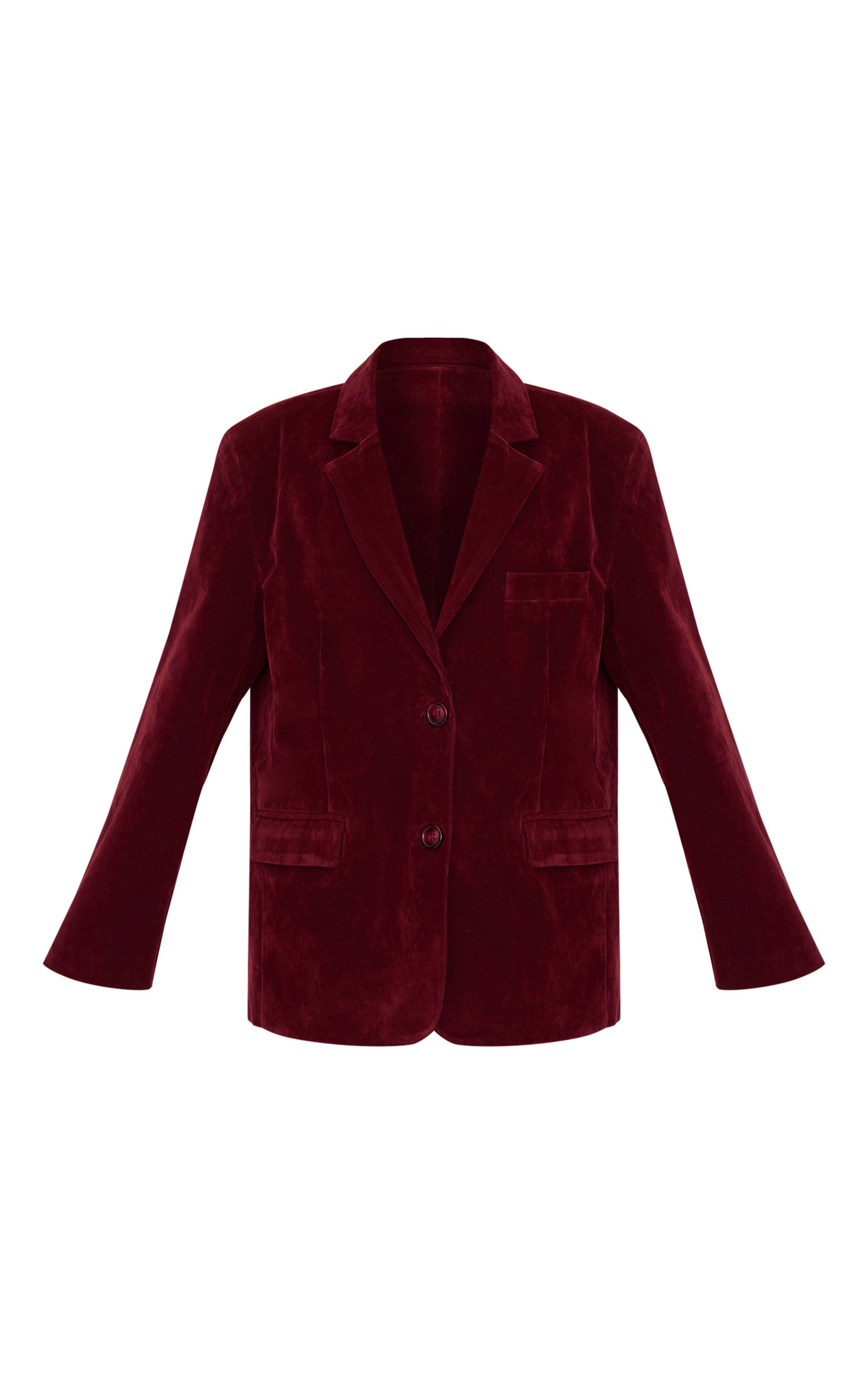 Rouge Bordeaux Blazer Long En Synthétique