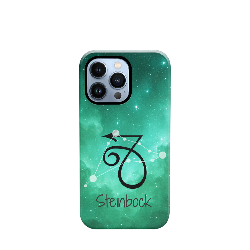 iPhone 13 Pro Hybrid (Kunststoff / Gummi) Hülle Steinbock 2 - Grün