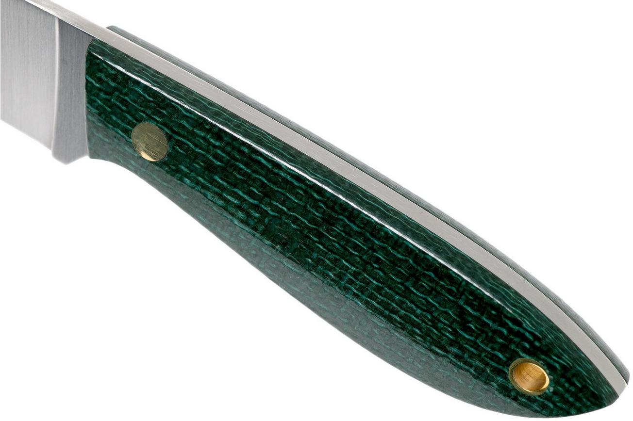 Brisa Bobtail 80 green micarta handle, 12C27, lederen sheath 9958