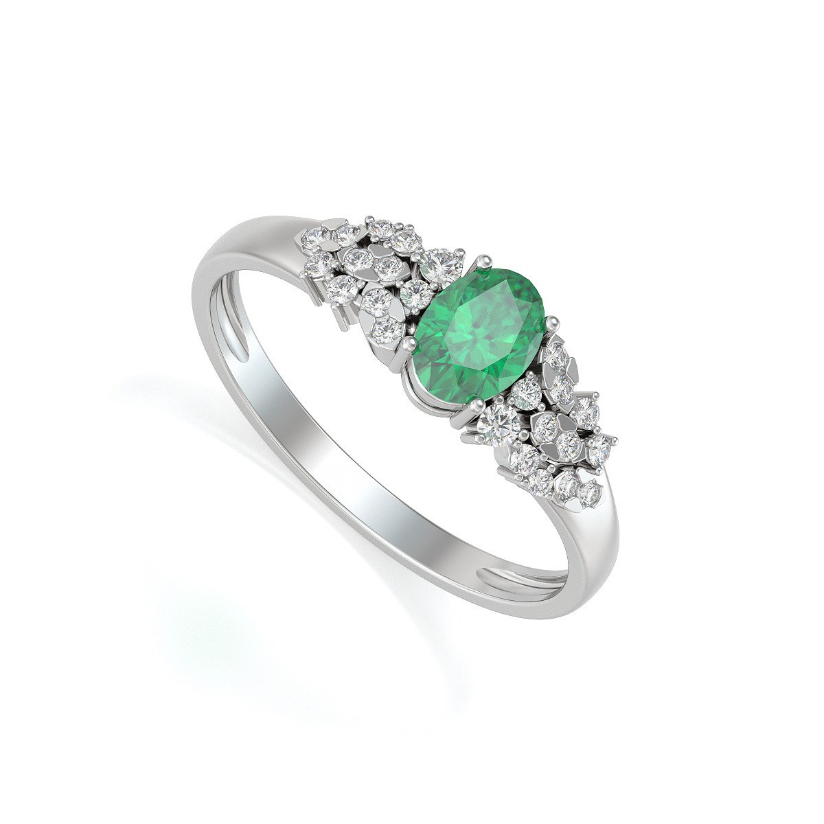 Bague Emeraude et diamants sur Argent 925 2.934grs