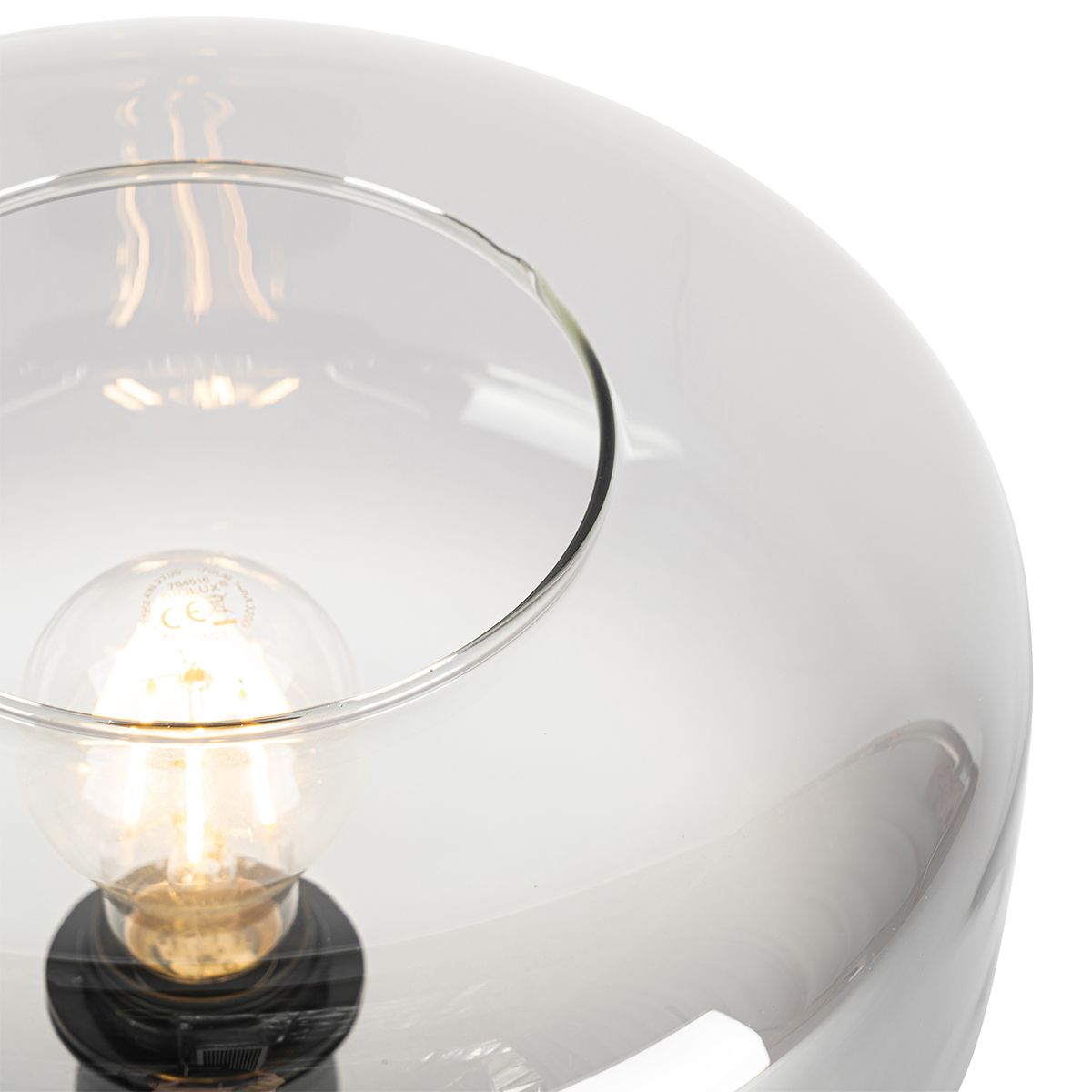 Art deco tafellamp zwart met smoke glas - Bizle