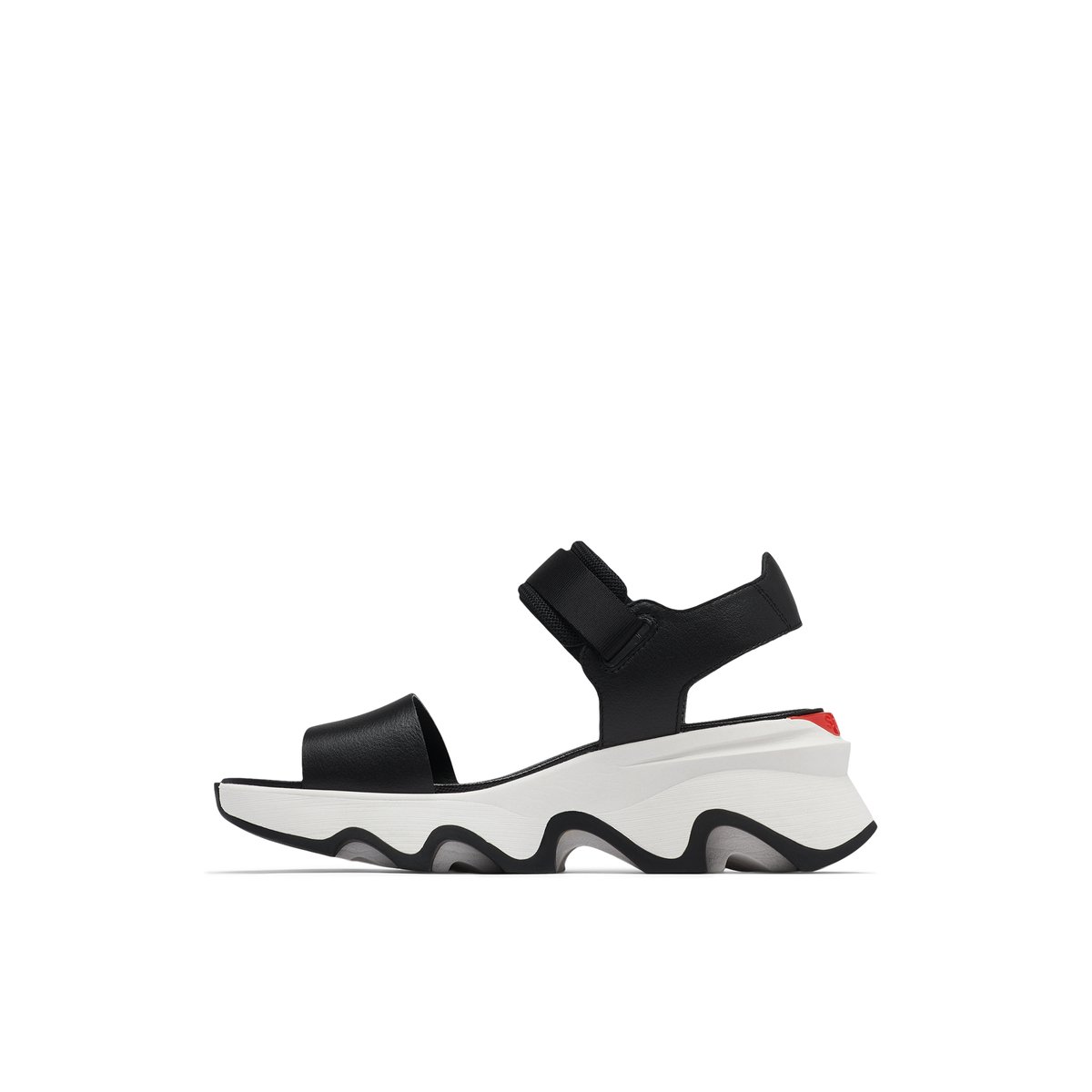 SOREL-Y-strap high-Sandales à brides sportives - Petit talon compensé - Noir/Blanc