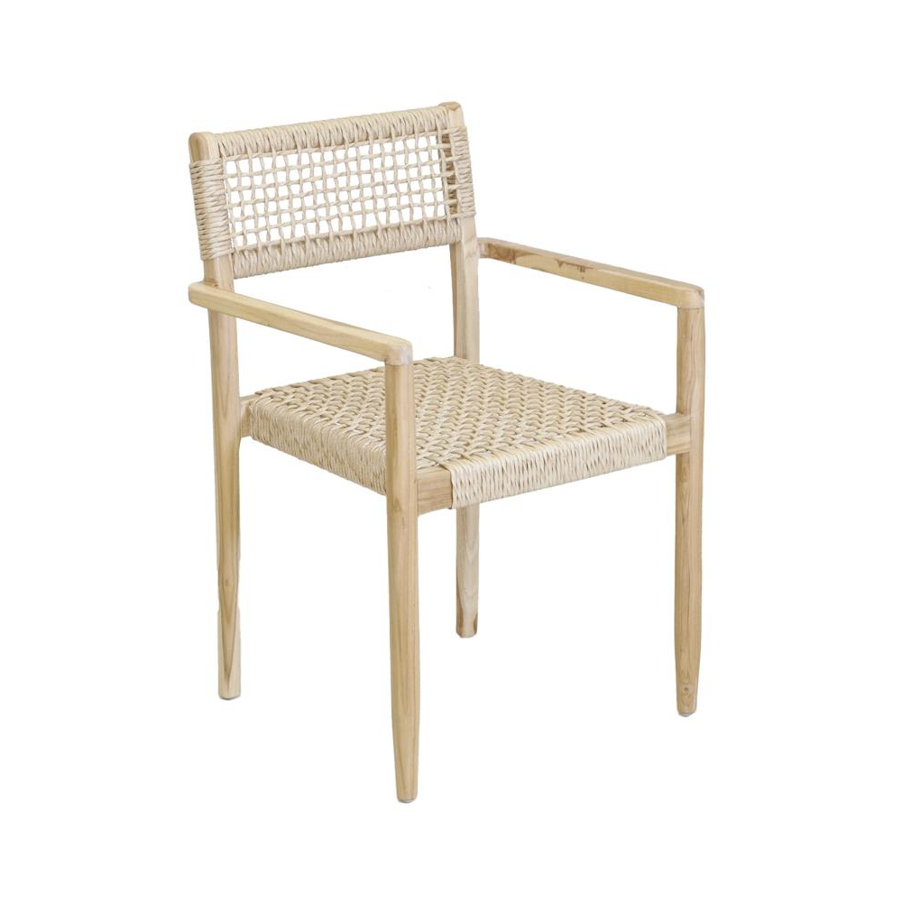 Fauteuil en teck et cannage synthétique droit