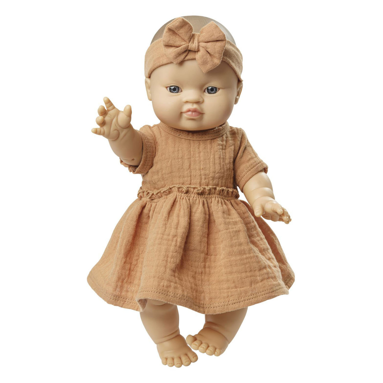 Poppenjurk Bruin met Ruches, 35-45 cm