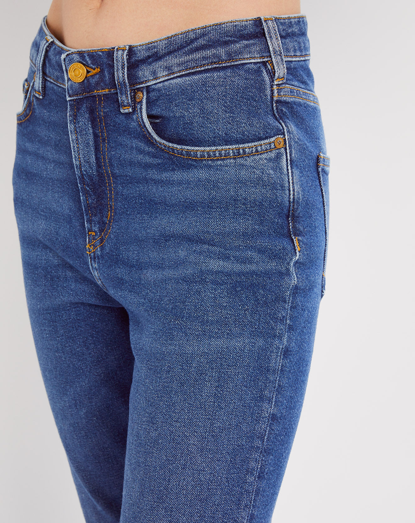 Scotch & Soda Jean Taille haute Droit The Sky bleu moyen