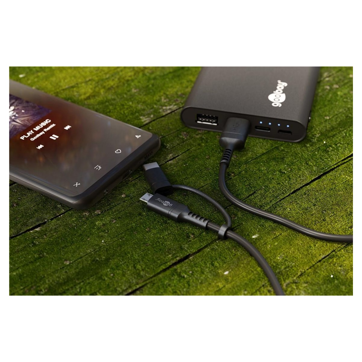 Goobay Lade- og synkroniseringskombinasjonskabel (med USB A til Micro-USB & USB-C™)