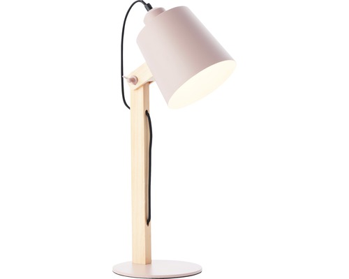 Tafellamp, 1-lichts, H 51,5 cm, draaibaar, beuken/roze