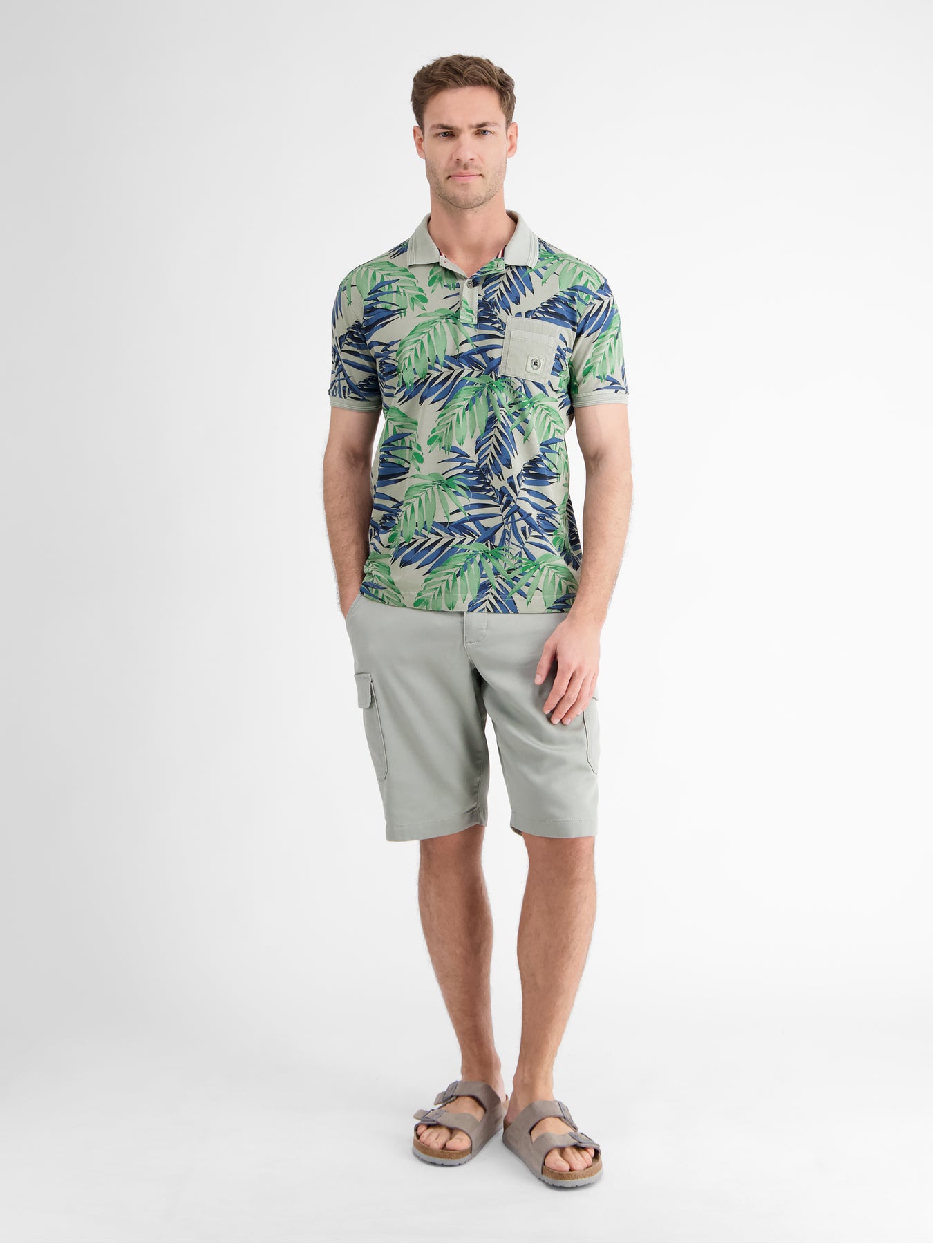 Herren Poloshirt, floral bedruckt