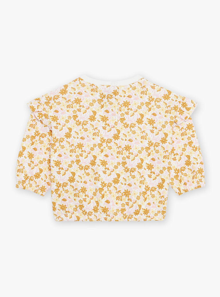 Haut de jogging écru à fleurs