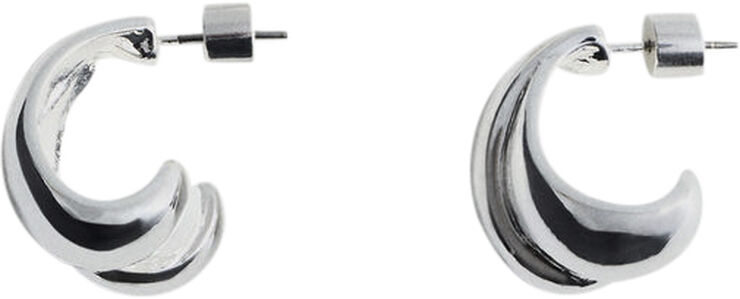 MANGO Intertwined double hoop earrings Silver