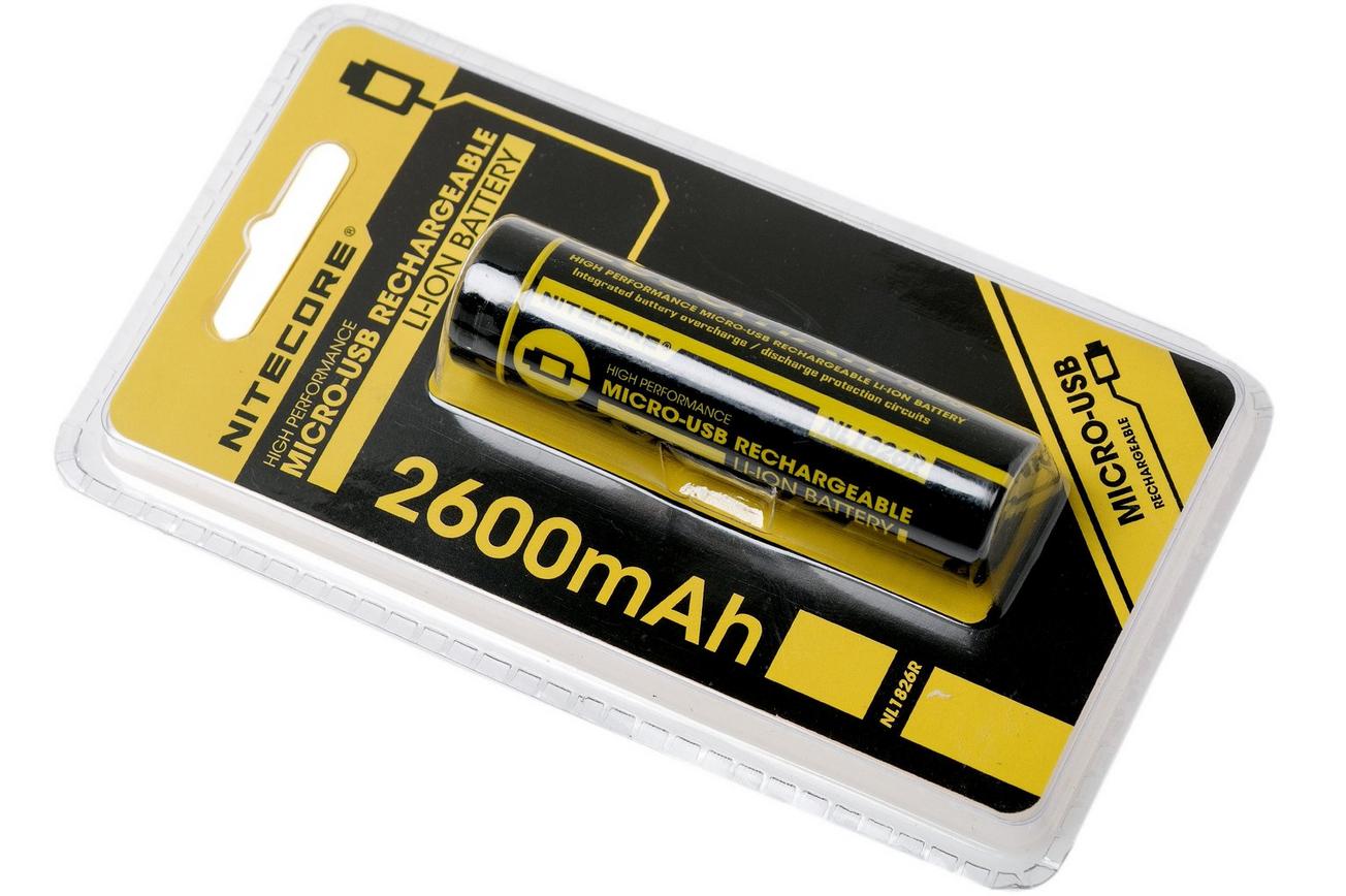 Nitecore NL1826R Micro-USB oplaadbare 18650 Li-ion accu, 2600mAh