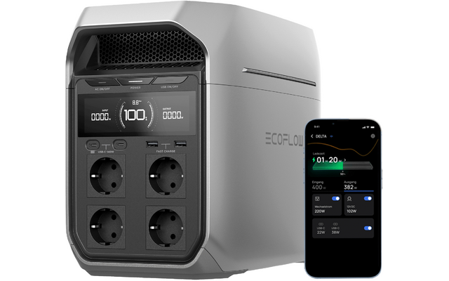 EcoFlow Delta 3 Tragbare Powerstation 1 kWh 1.800 W