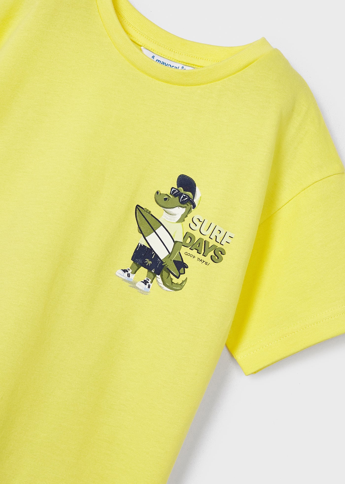 Camiseta infantil masculina em algodão sustentável com estampa.
