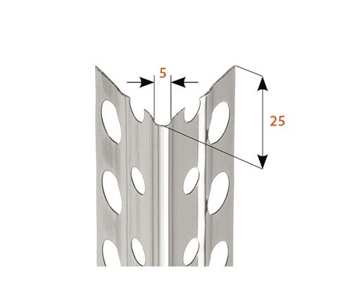CATNIC hoekpleisterprofiel, roestvrij staal V2A, pleisterdikte 1 mm, voor gipsplaatconstructie, 2500 x 25 x 25 mm, bundel = 25 stuks