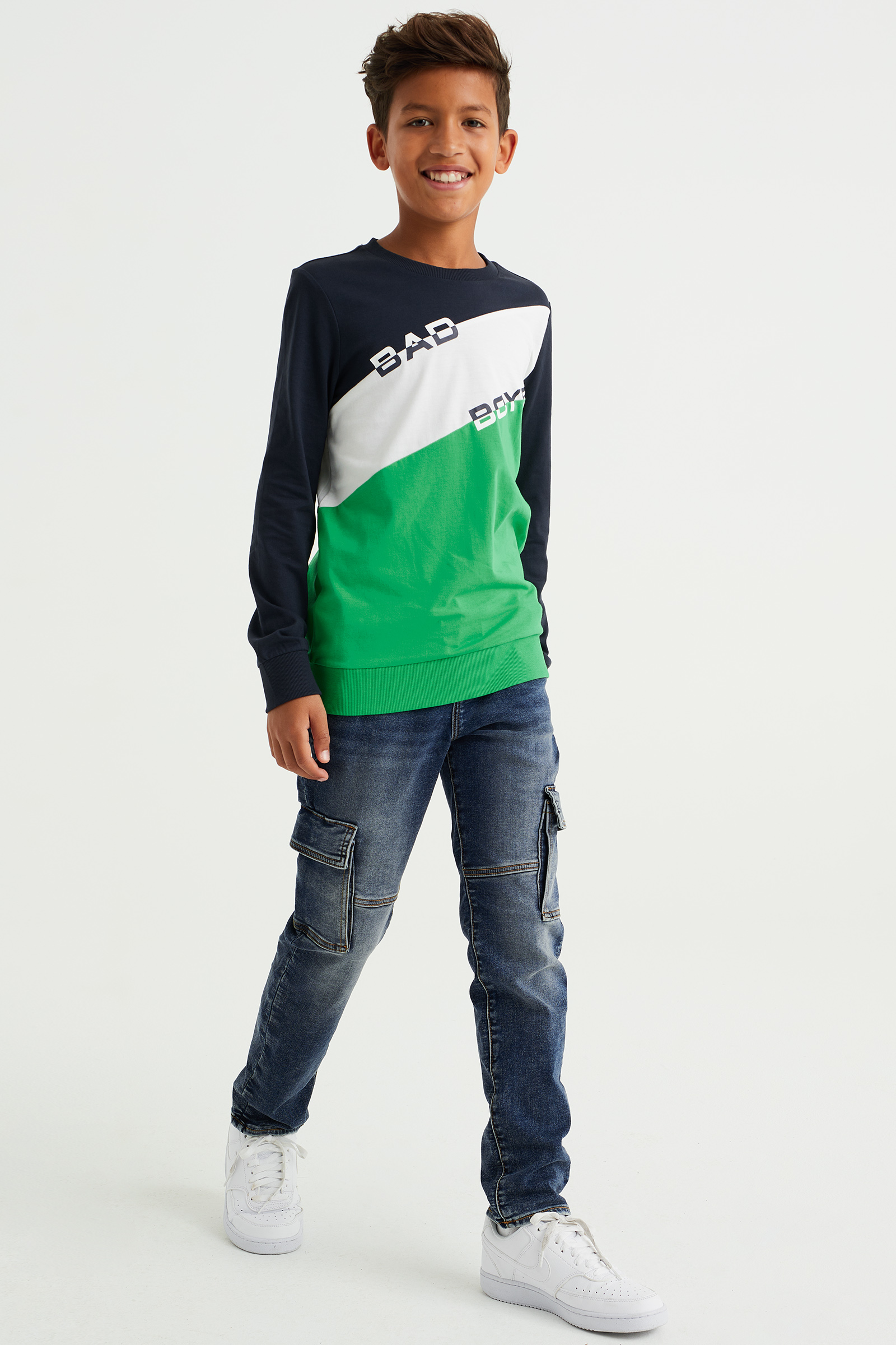Jongens regular fit jeans met cargozakken Blue Ridge Donkerblauw