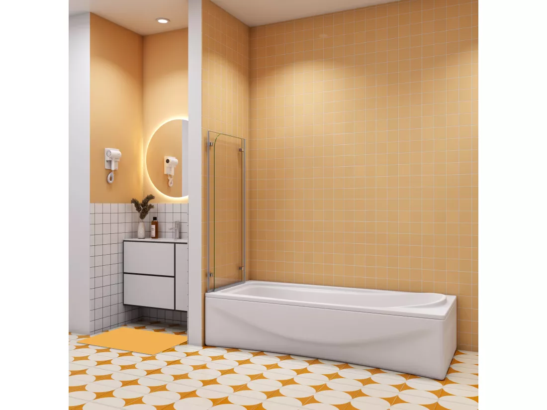 Aica pare baignoire 120x140cm,pivotant et repliable 180°,5mm verre de sécurit,Paroi de douche pliable pour baignoire,facile à nettoyer