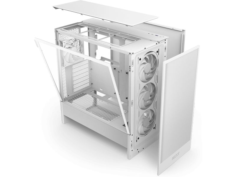 NZXT PC-Gehäuse H5 Flow RGB Weiss Kompaktes Mid-Tower-Gehäuse mit Seitenfenster und RGB-Lüftern