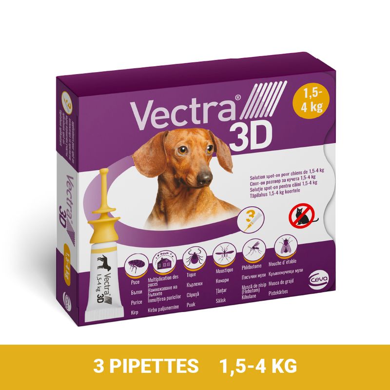 Vectra 3D Solution Spot-on pour les chiens de 1,5 à 4 kg