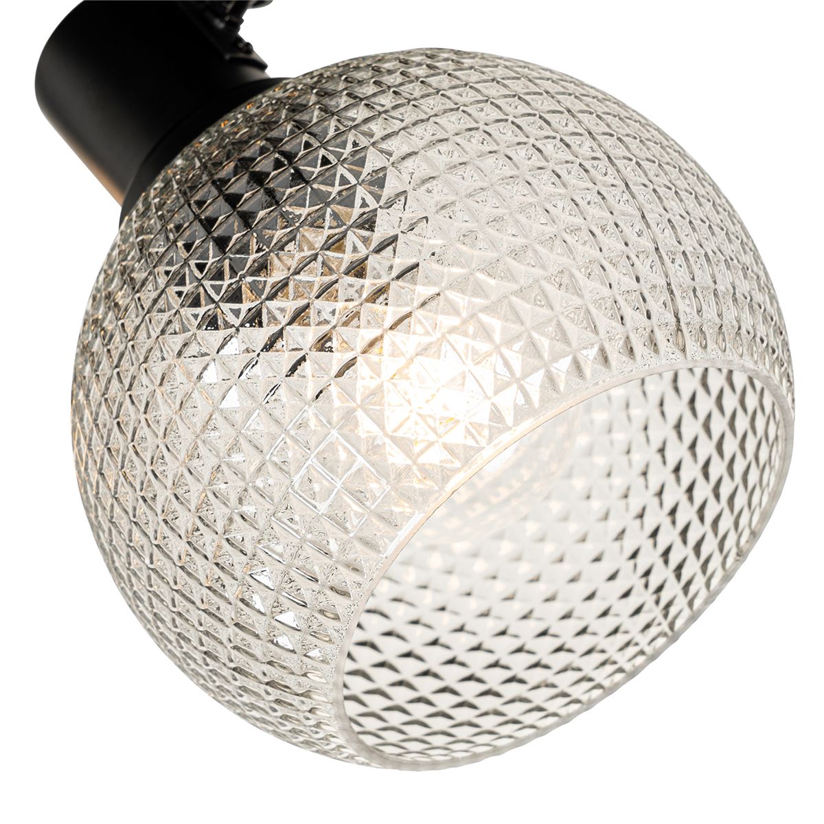 Design spot zwart met smoke glas 3-lichts rond - Chico