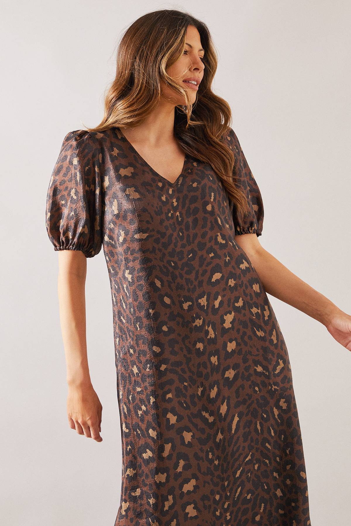 Wallis Robe Midaxi en Organza à Imprimé Léopard avec Poches