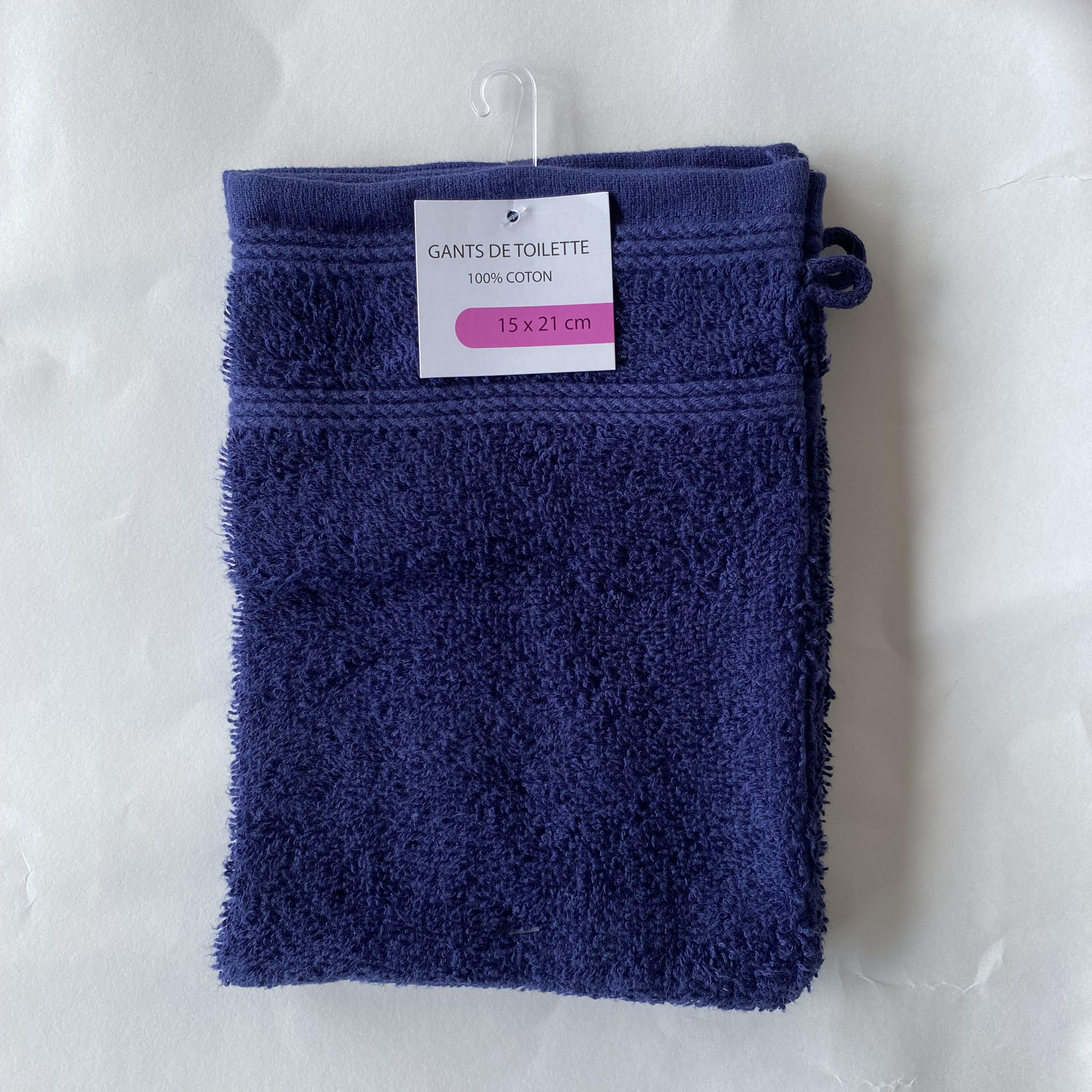 SET 2 GANTS TOILETTE 16X21CM BLEU