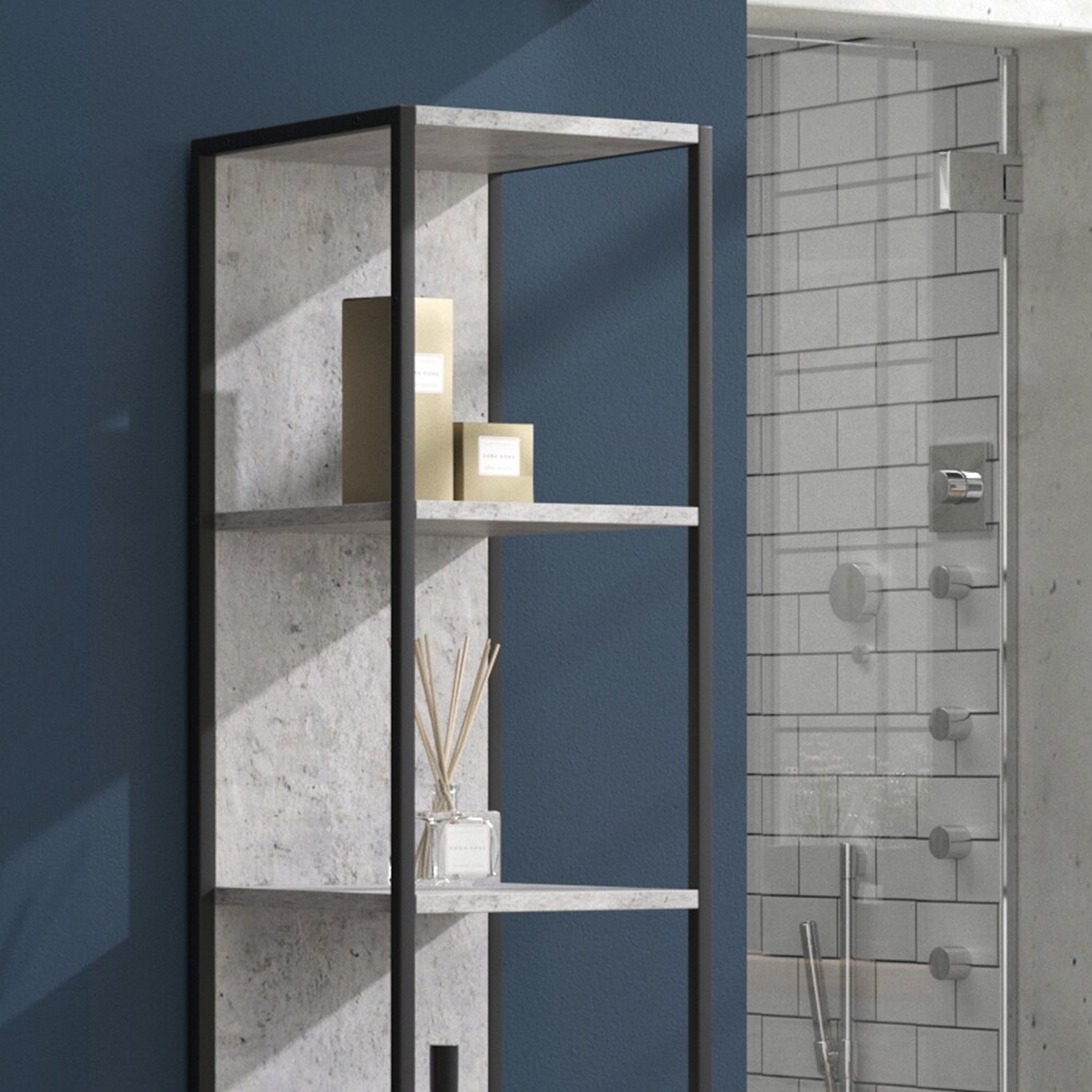 Vicco Badschrank Fyrk Beton Badezimmerschrank Hochschrank Badregal 5 Fächer