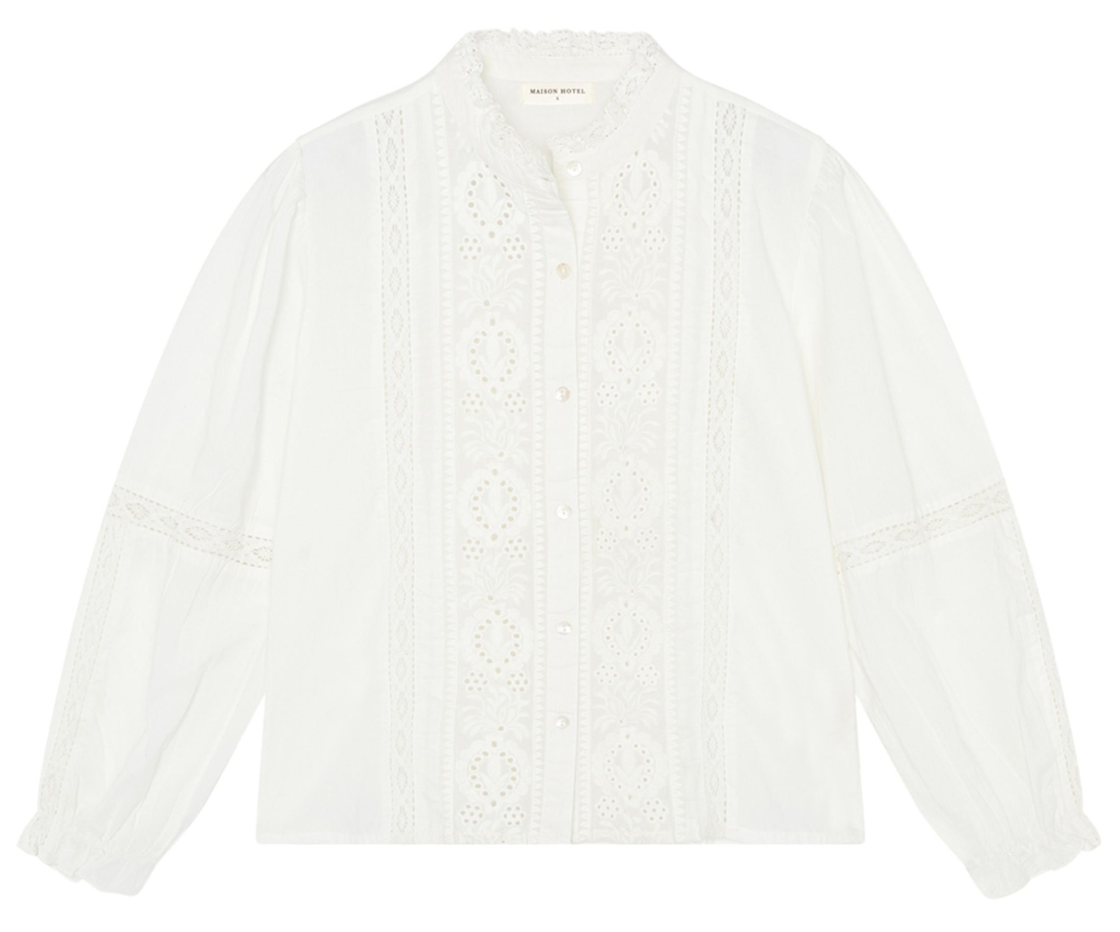 EMANUELLE - Blouse col rond en coton | Blanc