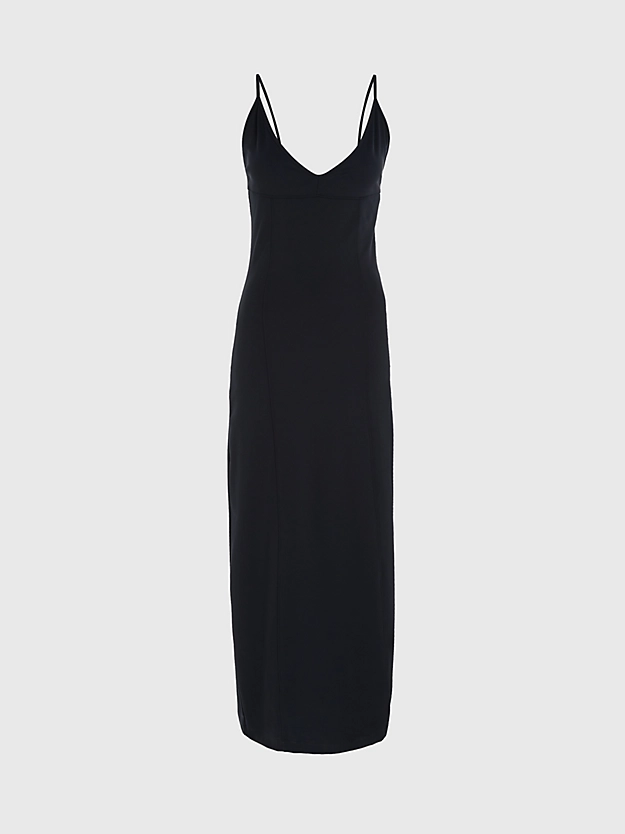Vestido longo de alças finas em malha elástica