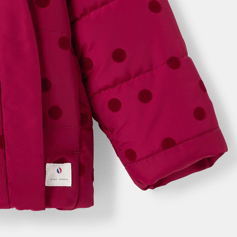 Doudoune à capuche imprimé pois rouge bébé fille Absorba Rouge