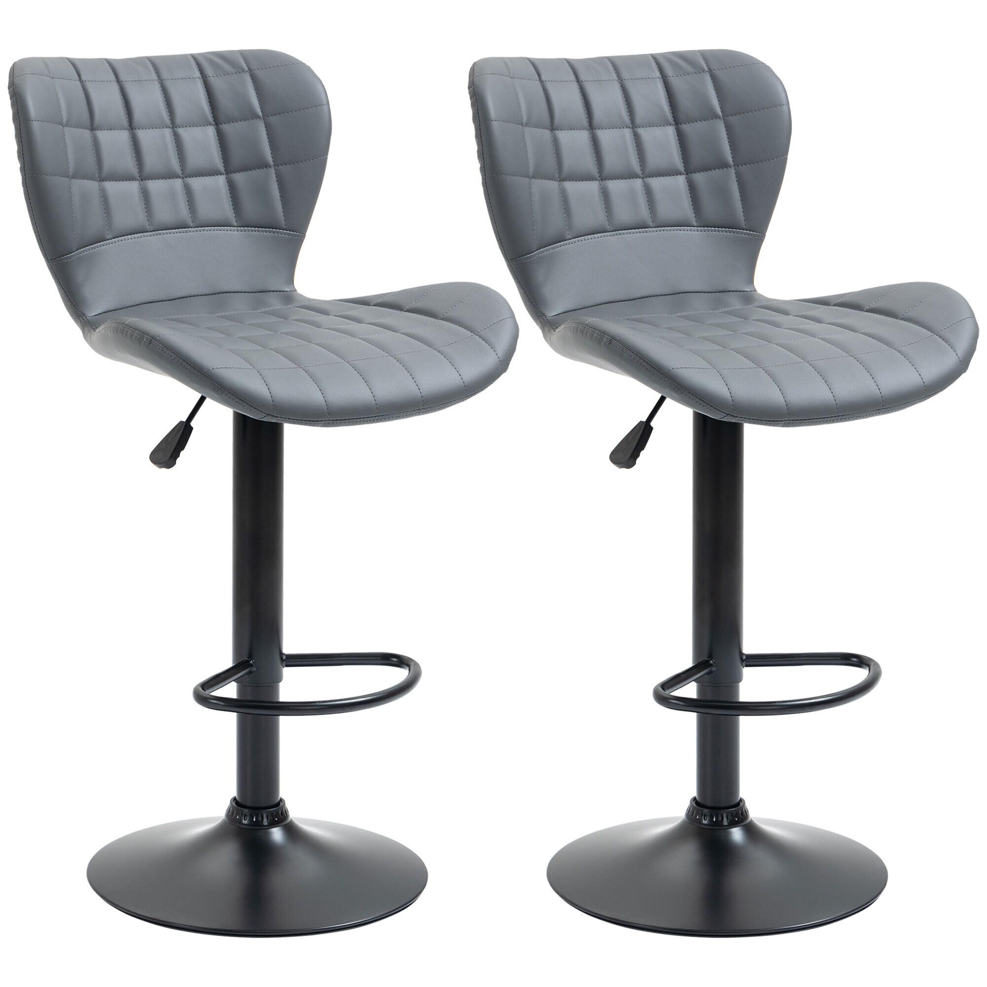 HOMCOM Barstuhl mit Fußhalbring grau 47L x 51,5B x 89-109H cm
