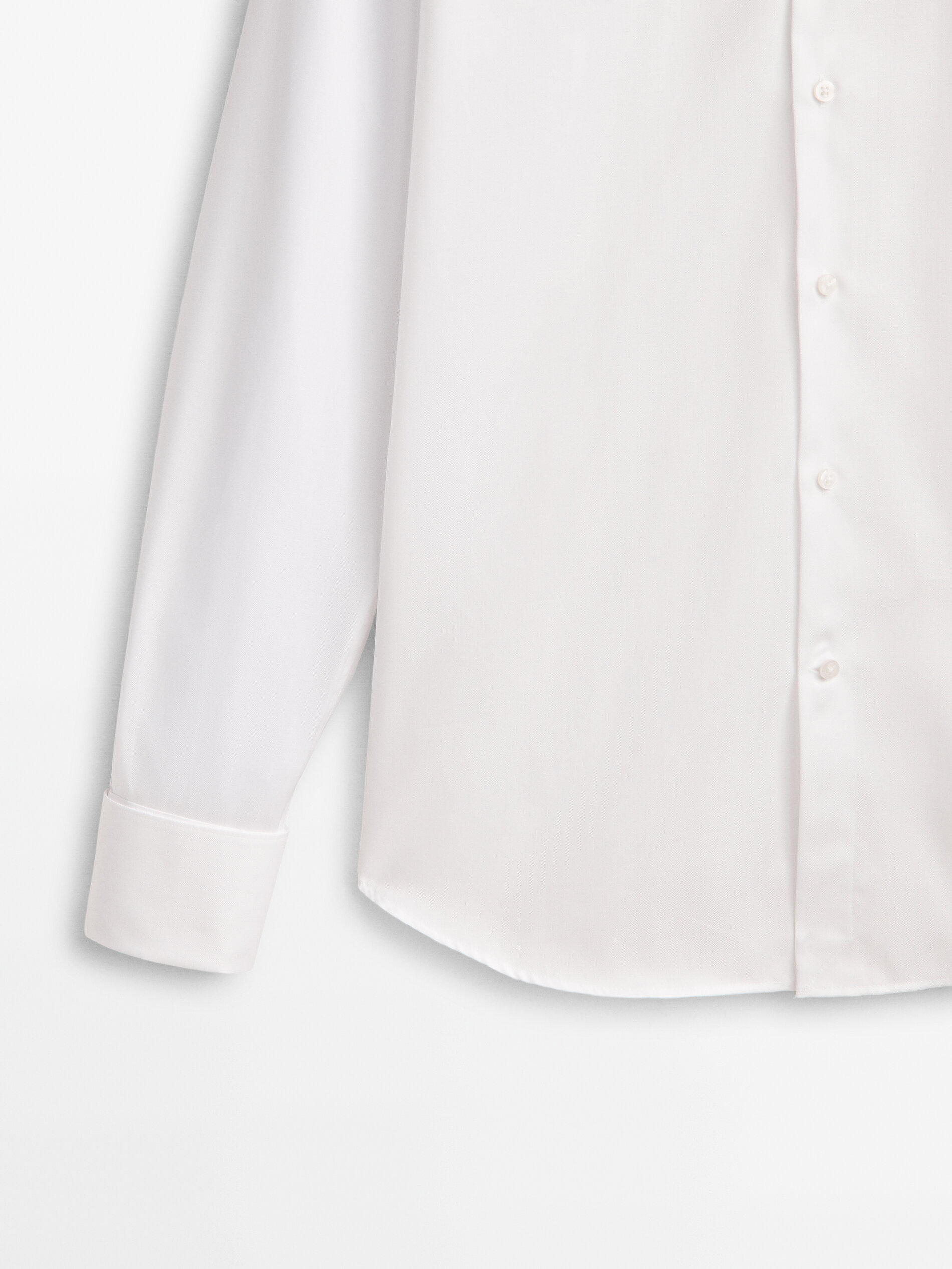 Camisa de espinha de peixe de corte regular com punhos duplos - BRANCA