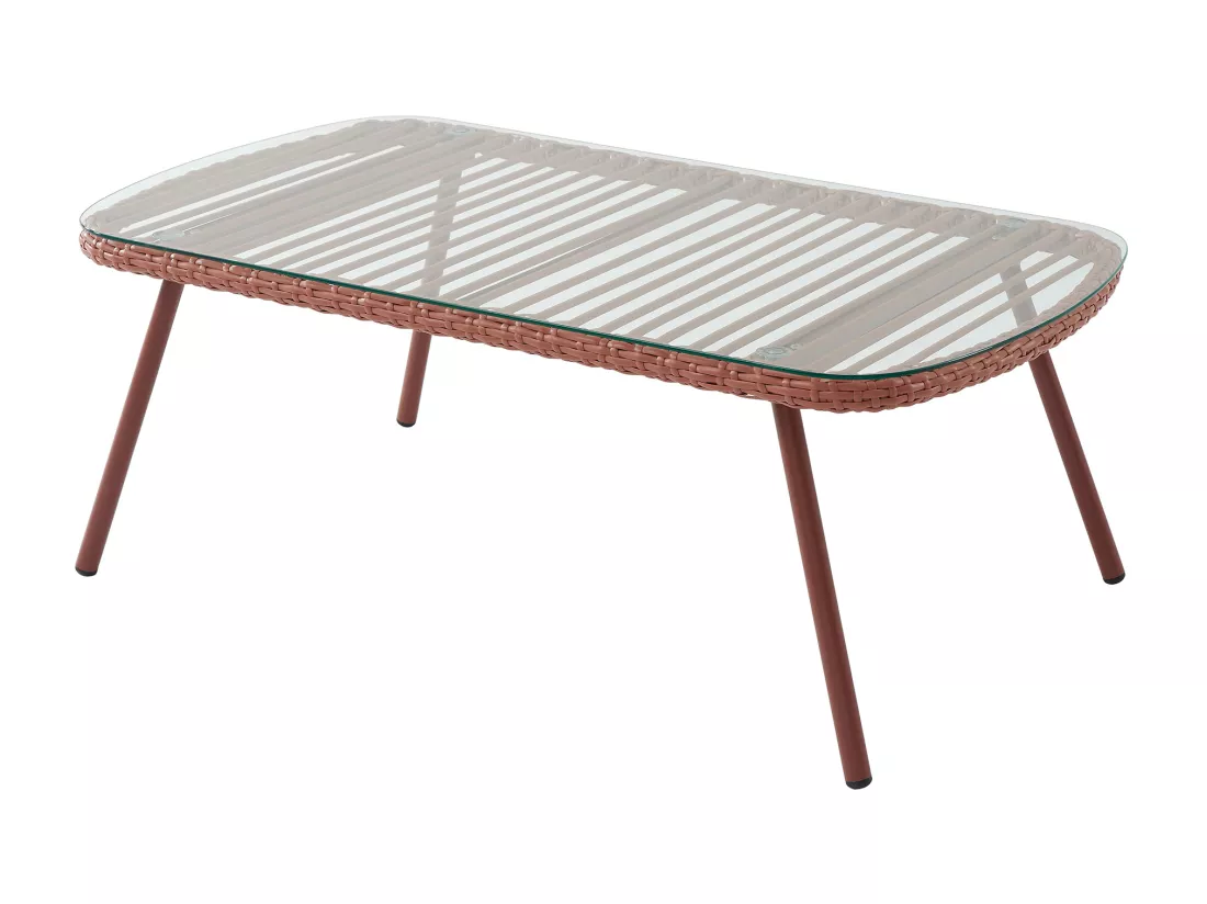 Salon de jardin en résine tressée : 1 canapé 2 places et 1 table basse - Terracotta - LOUSINI de MYLIA