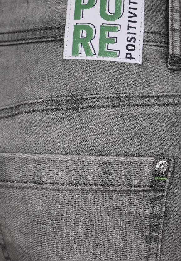 Graue Loose Fit Jeans - light grey stone wash