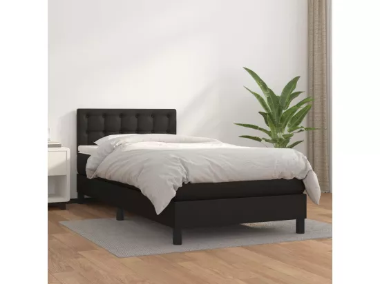 Sommier à lattes de lit avec matelas Noir 100x200 cm Similicuir