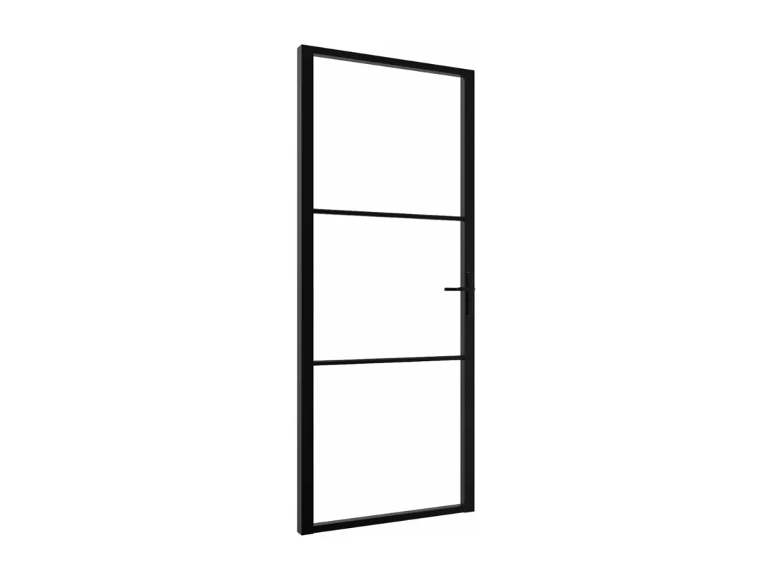 Porte intérieure Verre ESG et aluminium 93x201,5 cm Noir