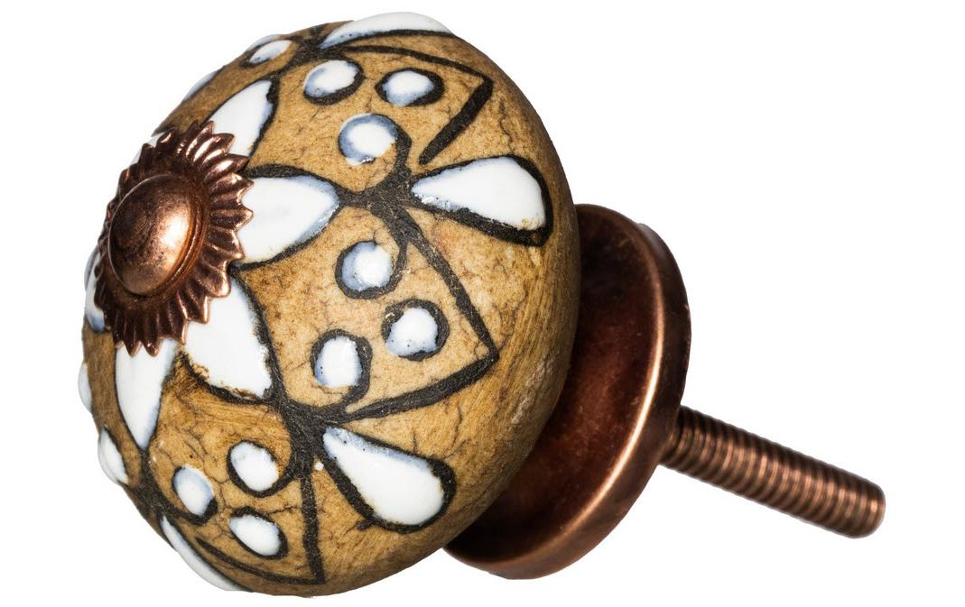 Möbelgriff handgemacht, Ø 4 cm, Mehrfarbig, BronzeMöbelknauf mit Muster