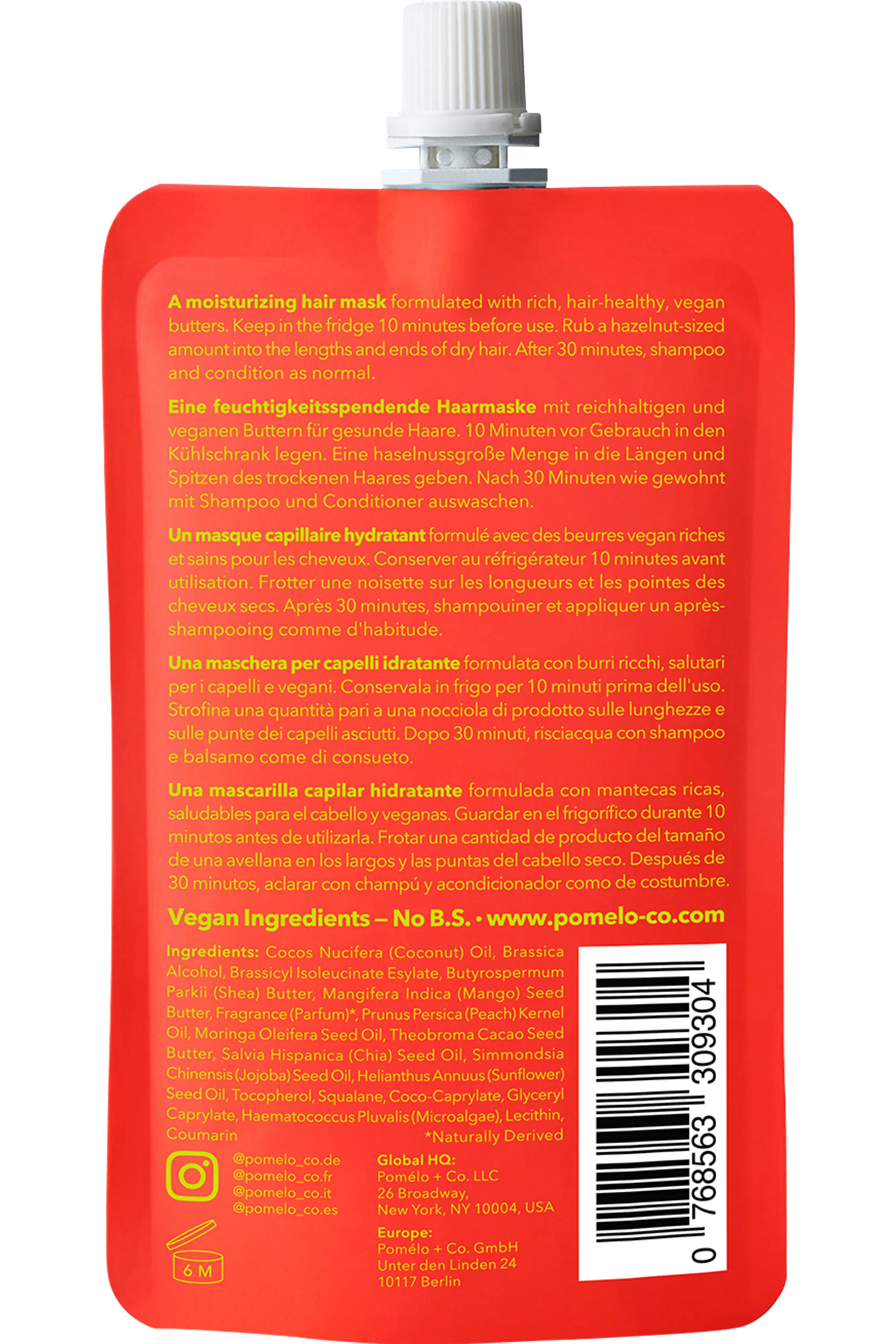 Pomélo+Co Masque pour cheveux secs Peach Colada-100 ml